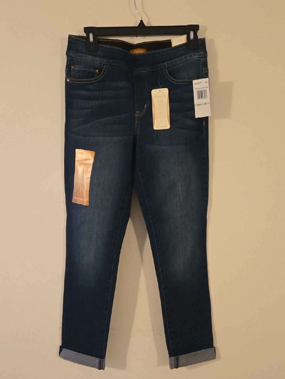 Re Creation Dark Blue Denim Jeans Flex Fit Size 4